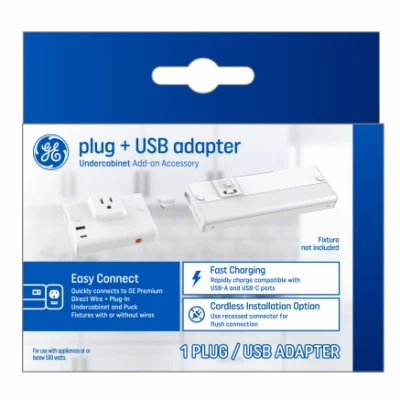 Plug and USB Adapter with Dual Charging Ports for Electrical Outlets
