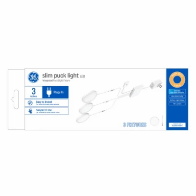 Led Slim Puck Light, 12 Watt, White Plastic, Plug In, 3.1 In. Model 93129183