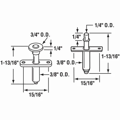 Top Pivot and Guide Wheel, 3/8 in D
