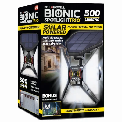 Bionic Spotlight Trio, Solar Powered, Motion Sensor, Black