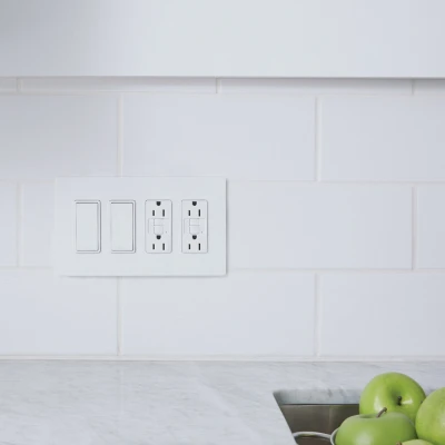Four-Gang Screwless Wall Plate, White