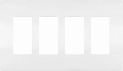 Four-Gang Screwless Wall Plate, White