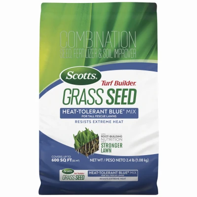 Turf Builder Grass Seed Heat-Tolerant Blue Mix For Tall Fescue Lawns, 2.4 Lbs., Covers 200 Sq. Ft.