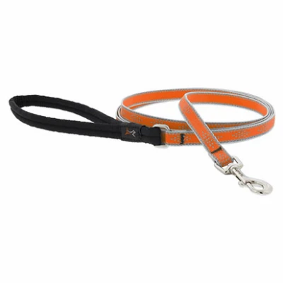 Dog Leash, Reflective Orange Diamond Pattern, 1/2-In. x 6-Ft.