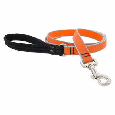 Dog Leash, Reflective Orange Diamond Pattern, 3/4-In. x 6-Ft.