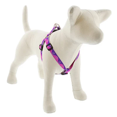 Step-In Small Dog Harness, Reflective Pink Paws Pattern, 3/4 x 15 - 21-In.