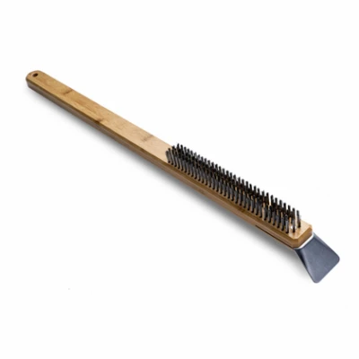 Pizza Oven Brush with Stainless Steel Bristles and Wooden Handle for Cleaning