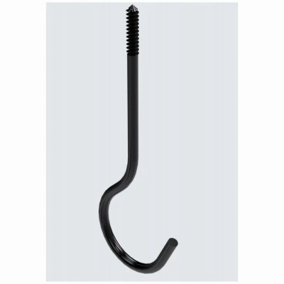 Ceiling Hook, Black, 25-Lb. Load, 6 In.