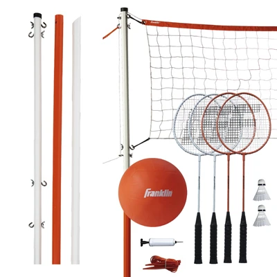Intermediate Badminton and Volleyball Set with Net, Poles, Shuttlecocks, and Volleyball