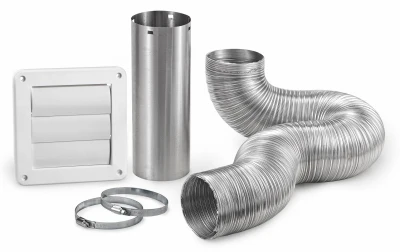 8 Foot Dryer Exhaust Wall Louvered Vent Kit in White Finish