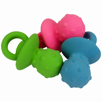Minipet Latex-Covered Plush Dog Toy Pacifier, 4 In.