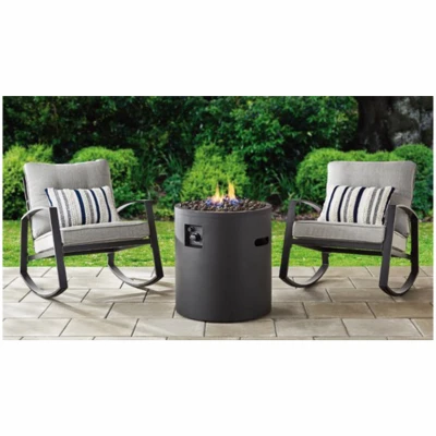 23 Inch Round Column Gas Fire Pit with Protective Cover Included