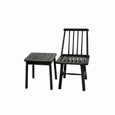 Farmhouse Style Black Hardwood Side Table with Durable Finish