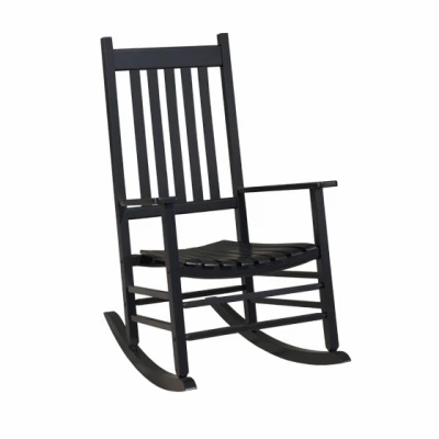 Knollwood Mission Style Porch Rocker Chair, Black Hardwood