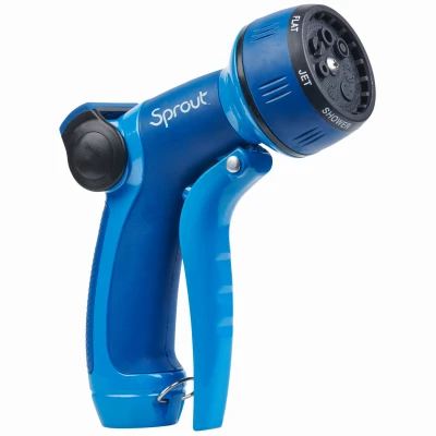 Sprout 7-Pattern Hose Nozzle, Front Trigger, Blue