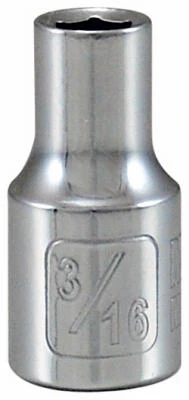 1/4 In. Drive, 3/16 In., 6-Point Socket