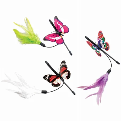 Fluttering Butterfly Teaser Cat Toy, 8 Inch Length, Interactive Pet Play Accessory