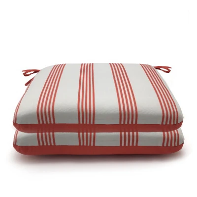 Patio Seat Cushion, Red/white Stripes, 18 X 15 Inches, Universal Fit