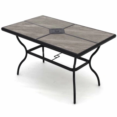 Brookfield Drop In Tile Aluminum Dining Table, 40 X 60 Inches, Rust Resistant