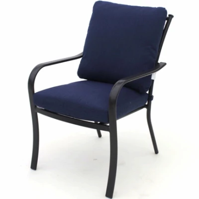 Brookfield Aluminum Dining Chair, Navy Cushions