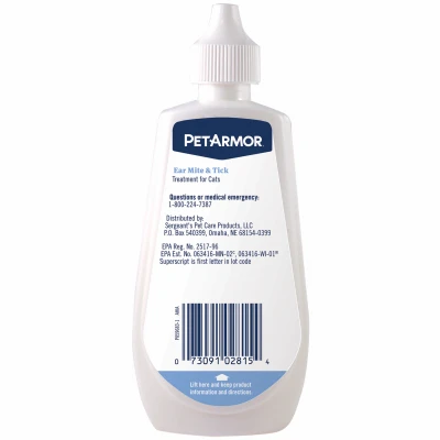 Ear Mite and Tick Treatment for Cats, 3 Ounce Bottle