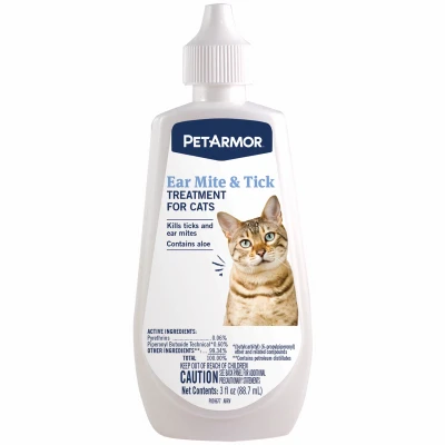 Ear Mite & Tick Treatment for Cats, 3 oz.