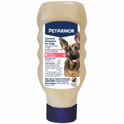 Flea & Tick Protection Oatmeal Dog Shampoo, Hawaiian Ginger Scent, 18-oz.