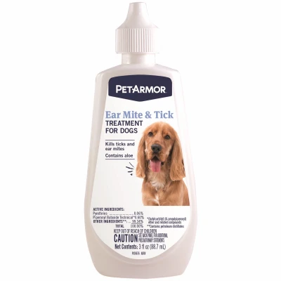 Ear Mite & Tick Treatment for Dogs, 3 oz.