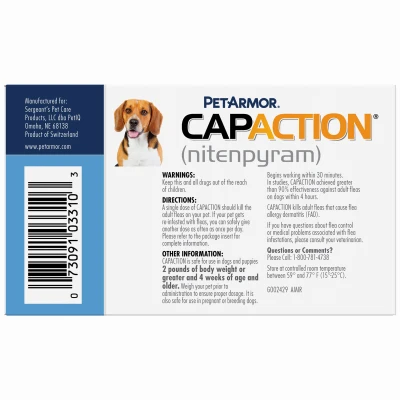 CapAction Fast-Acting Oral Flea Treatment for Small Dogs, 6 Doses, 11.4 mg