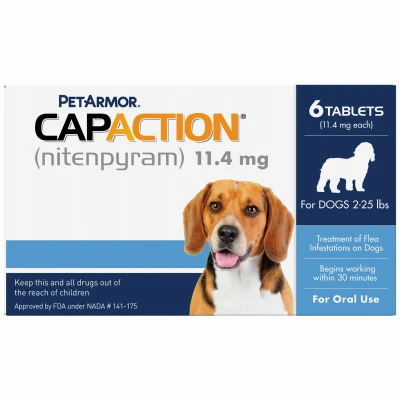 CapAction Fast-Acting Oral Flea Treatment for Small Dogs, 6 Doses, 11.4 mg