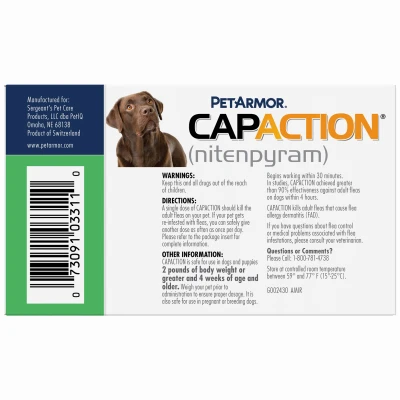 CapAction Fast-Acting Oral Flea Treatment for Medium/Large Dogs, 6 Doses, 57 mg