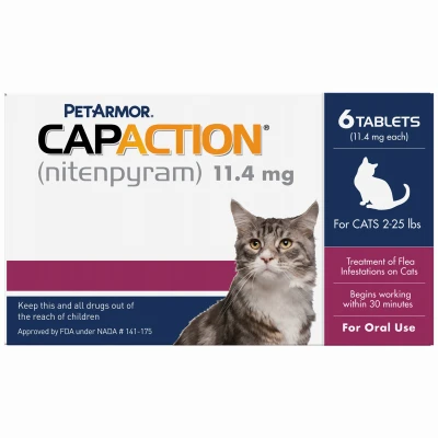 CapAction Fast-Acting Oral Flea Treatment for Cats 2-25 lbs, 6 Does, 11.4 mg