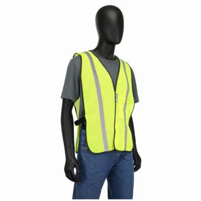 Reflective Safety Vest, Mesh Fabric, Hi Viz Lime, One Size