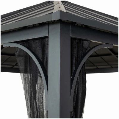 Hildreth Screened Gazebo With Steel Roof And Aluminum Posts, 11 X 13 Feet