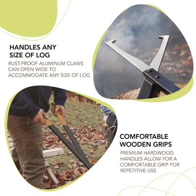 Precision Fire Tongs Log Grabbers Heavy Duty Steel Construction for Safe Wood Handling