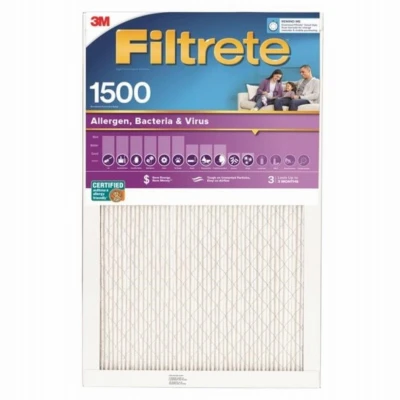 Ultra Allergen Pleated Furnace Air Filter, MPR 1500, 3 Months, Purple, 25x25x1-In.