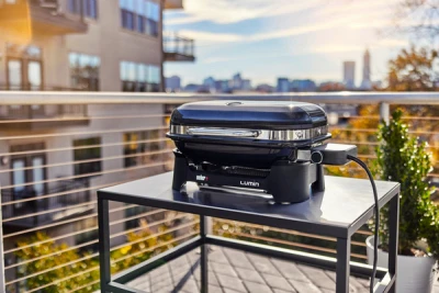 Lumin Compact Electric Grill in Black with Nonstick Surface and Adjustable Temperature Control