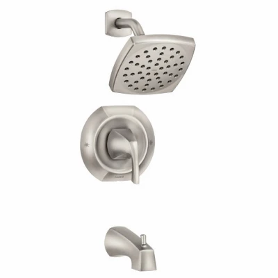 Lindor Posi-Temp Single Handle Tub / Shower Faucet + Spray Head, Spot-Resistant Brushed Nickel