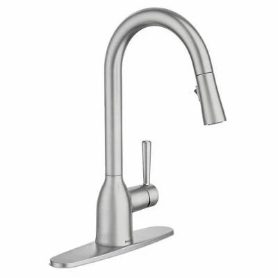 Adler Single Handle, High Arc Kitchen Faucet, Pull-Down Spray, Spot-Resistant Brushed Nickel