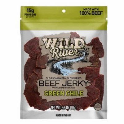 Wild River Old Fashioned Beef Jerky, Green Chile, 3.5 Oz. - Gluten Free Snack