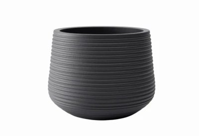 Century Grooved Planter, Black Cement, 4.5 In.