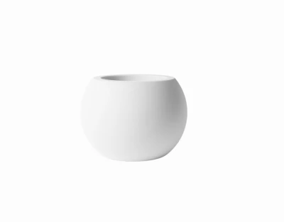 White Cement Sphere Planter, 6 Inch Diameter
