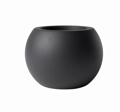 Sphere Planter, Black Cement, 8 In.