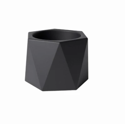 Black Dodecagon Planter Made of Fiberglass Reinforced Cement, 5 Inches High