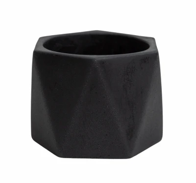 Dodecagon Planter, Black Cement, 3 In.