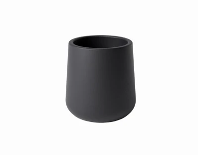 Tapered Cylinder Planter in Black Cement Finish, 4 Inch Diameter