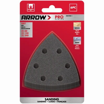 Oscillating Tool Delta Sanding Sheets, 3-5/8-In., Assorted Grit, 3-Pk.