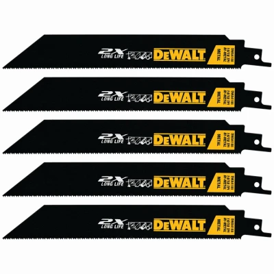 2X Long Life Reciprocating Saw Blades, Metal Cutting 14/18 TPI, 8 In., 5-Pk.