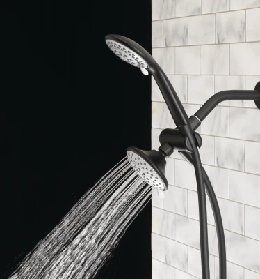 Matte Black 5-Spray Handheld and Fixed Mount Shower Head with 1.8 Gallons Per Minute Flow Rate