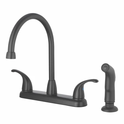 High Arc Kitchen Faucet, Two Lever Handles, Matte Black